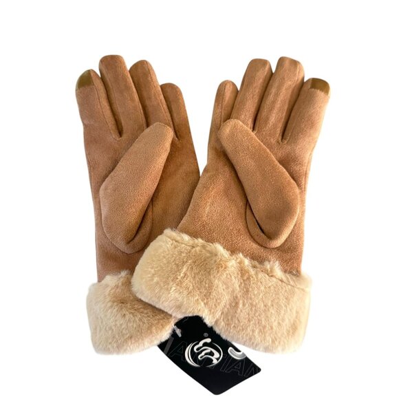 tian Accessories - NWT!! Tian Womens Faux Fur Tan Winter Gloves Size M